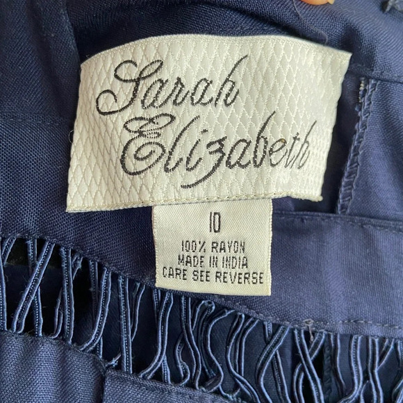 SARAH  ELIZABETH pleated navy blue maxi buttoned back closure sz 10 - Picture 6 of 11